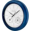 Bulova Tiverton Wall Clock C4885 | 18″ Gloss Royal Blue Metal Frame with LED Backlighting | Silent Sweep Quartz Movement | Battery Operated | Weatherproof Outdoor Décor