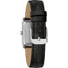 Ladies’ Classic Crystal 3-Hand Quartz Watch, Roman Numeral Markers, Rectangle Case, Curved Mineral Crystal(Black Leather Strap/Stainless)