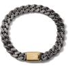 Men’s Classic Stainless Steel Chain Link Bracelet with Clasp Closure(Gray Stainless Steel/Gold Accent)