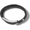 Men’s Precisionist Double Wrap Braided Leather Strap Bracelet(Black Leather)