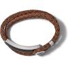 Men’s Precisionist Double Wrap Braided Leather Strap Bracelet(Brown Leather)