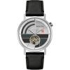 Bulova Frank Lloyd Wright ‘December Gifts’ Stainless Steel 3-Hand Automatic Watch, Black Leather Strap and Open Aperture Dial Style: 96A248