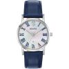 Bulova Ladies Classic Stainless Steel 3-Hand Date Quartz Slim Watch with Blue Leather Strap, Silver-Tone, 32mm Style: 96M146