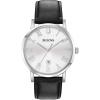 Bulova Men’s Classic 3-Hand Calendar Date Quartz Leather Strap Watch, Roman Numeral Markers, 40mm(Black Strap/Stainless/ White Dial)