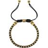 Bulova Men’s Jewelry Polished Gold-Tone Stainless Steel Bracelet, Rounded Box Chain Links Black Cords, Signature Tuning Fork Logo Style: BVB1089-G6STBA
