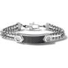 Bulova Men’s Precisionist Stainless Steel Double-Chain Link with Knurled Texture ID Plaque Bracelet(Black Carbon Fiber)