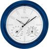 Bulova Tiverton Wall Clock C4885 | 18″ Gloss Royal Blue Metal Frame with LED Backlighting | Silent Sweep Quartz Movement | Battery Operated | Weatherproof Outdoor Décor
