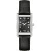 Ladies’ Classic Crystal 3-Hand Quartz Watch, Roman Numeral Markers, Rectangle Case, Curved Mineral Crystal(Black Leather Strap/Stainless)