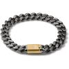 Men’s Classic Stainless Steel Chain Link Bracelet with Clasp Closure(Gray Stainless Steel/Gold Accent)