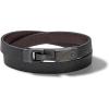 Men’s Latin GRAMMY Double Wrap Black Leather Bracelet with Diamonds and Clasp Closure(Brown Diamonds)