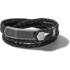 Men’s Precisionist Double Wrap Braided Leather Strap Bracelet(Black Leather)