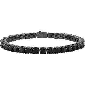 Bulova Jewelry Men’s Classic Black Ruthenium Plated Sterling Silver Tennis Bracelet with 5mm Black Spinel(8.5 inches)