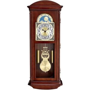 Bulova Litchfield Large Regulator Wall Clock, Model C4332 | Classic Pendulum Design | Harmonic Hourly Chime | Brown Cherry Finish