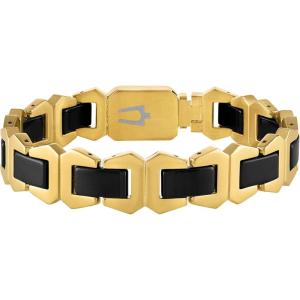 Bulova Men’s Jewelry Icon Stainless Steel and Black Ceramic(Gold Tone)