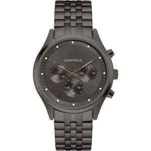 Caravelle Men’s Dress 6-Hand Chronograph Quartz Gunmetal Ion Plated Stainless Steel Watch, Gray Dial, 44mm Style: 45A141