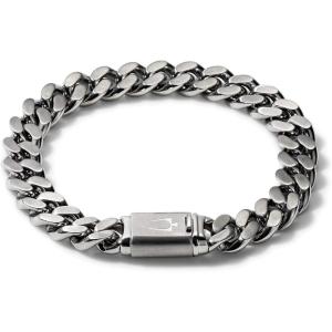 Men’s Classic Stainless Steel Chain Link Bracelet with Clasp Closure(Stainless Steel)