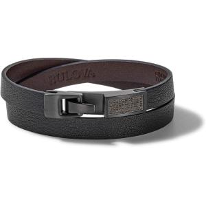 Men’s Latin GRAMMY Double Wrap Black Leather Bracelet with Diamonds and Clasp Closure(Brown Diamonds)