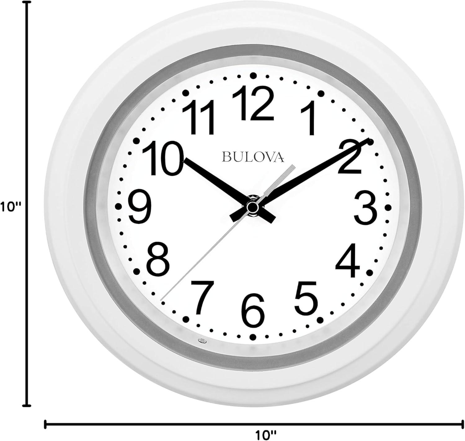 imageBulova C4865 Night Vision Lighted Dial Wall Clock 10 White
