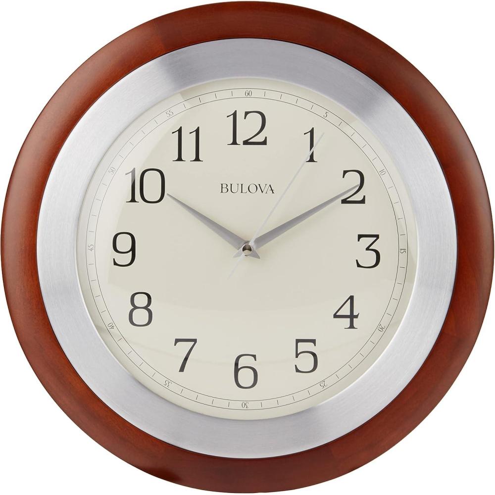 imageBulova C4228 Reedham Wall Clock 14 Diameter Walnut