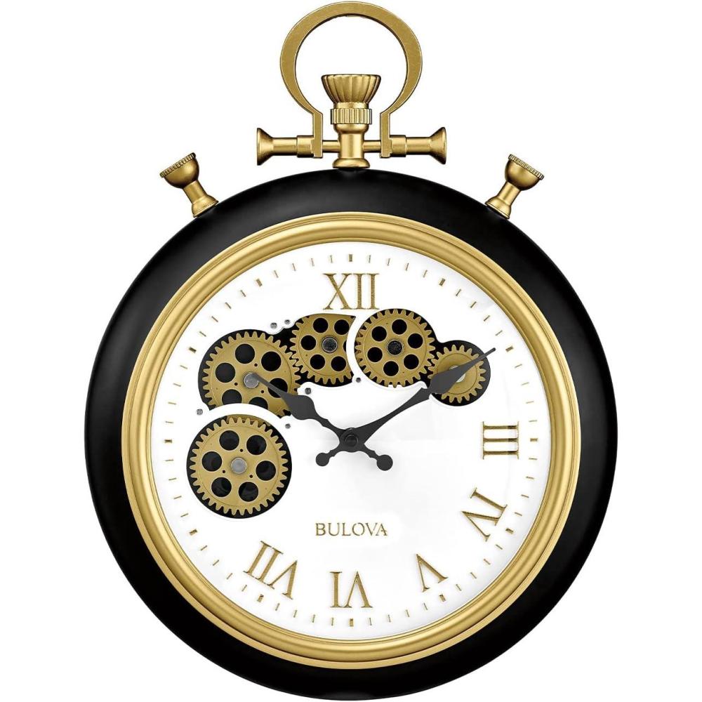 imageBulova Clocks C3390 Conductor Wall Pocket Watch Moving Gears