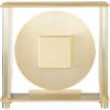 Bulova B1700 Grand Prix Table Clock | Brass MetalFinish | Glass Enclosure with Two-Tone Metal Dial | Quiet Sweep | Elegant Desktop Timepiece for Offices & Collectors