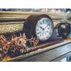 Bulova B1929 Bulova Annette I Chiming Mantel Clock, Model B1929 | Classic Mahogany Finish | Westminster Melody on The Hour | Battery Powered I Chiming Clock
