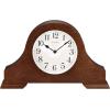 Bulova B1931 Sturbridge Brown Cherry Hardwood Tambour Shape Decorative Mantel and Table Top Clock with Cream Dial and Metal Spade Hands