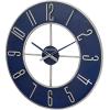Bulova Blue Steel Oversize Wall Clock |Model C4809, 27″ Diameter | Sleek Silver and Blue Finish | Contemporary Design | Battery Operated