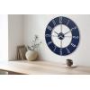 Bulova Blue Steel Oversize Wall Clock |Model C4809, 27″ Diameter | Sleek Silver and Blue Finish | Contemporary Design | Battery Operated