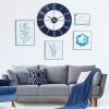 Bulova Blue Steel Oversize Wall Clock |Model C4809, 27″ Diameter | Sleek Silver and Blue Finish | Contemporary Design | Battery Operated
