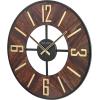 Bulova Boardroom Wall Clock C3394 | 27″ Walnut Veneer Frame with Brass Accents | Quartz Movement | Battery Operated | Mid-Century Modern Gallery Design
