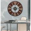 Bulova Boardroom Wall Clock C3394 | 27″ Walnut Veneer Frame with Brass Accents | Quartz Movement | Battery Operated | Mid-Century Modern Gallery Design