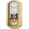 Bulova C4900 Golden Music Wall Clock | Gold-Tone Case with Rotating Crystal Pendulum | 12 Melodies | Adjustable Volume | Night Shutoff