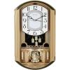 Bulova C4900 Golden Music Wall Clock | Gold-Tone Case with Rotating Crystal Pendulum | 12 Melodies | Adjustable Volume | Night Shutoff