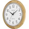 Bulova C5005 Wooden Atomic Analog Wall Clock | Automatically Sets Time | Large Roman Numerals | Battery Operated | Traditional Design