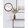 Bulova Daily Wall Clock, Model C4804 | Brown Cherry Finish | Modern Design | Large Easy-to-Read Numerals | Quartz Movement | Battery Operated