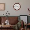 Bulova Daily Wall Clock, Model C4804 | Brown Cherry Finish | Modern Design | Large Easy-to-Read Numerals | Quartz Movement | Battery Operated