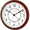 Bulova Daily Wall Clock, Model C4804 | Brown Cherry Finish | Modern Design | Large Easy-to-Read Numerals | Quartz Movement | Battery Operated