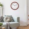 Bulova Daily Wall Clock, Model C4804 | Brown Cherry Finish | Modern Design | Large Easy-to-Read Numerals | Quartz Movement | Battery Operated