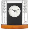 Bulova Glasner House Desk Clock B7750 | 6.25″ Cherry Wood Base with Frank Lloyd Wright Art Glass Design | Silent Sweep Quartz Movement | Battery Operated | Architectural Accent Clock
