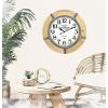 Bulova Le Brasserie Wall Clock C3396 | 27″ Solid Hardwood Frame with Aged Parchment-Style Dial | Quartz Movement | Battery Operated | Vintage-Inspired Oversized Design