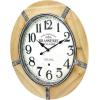 Bulova Le Brasserie Wall Clock C3396 | 27″ Solid Hardwood Frame with Aged Parchment-Style Dial | Quartz Movement | Battery Operated | Vintage-Inspired Oversized Design