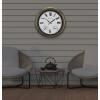 Bulova Vineyard Illuminated Wall Clock C4886 | 22″ Matte Bronze Metal Frame with Backlit Dial | Built-in Thermometer & Hygrometer | Battery Operated | Weatherproof Outdoor Décor