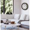 Bulova Vineyard Illuminated Wall Clock C4886 | 22″ Matte Bronze Metal Frame with Backlit Dial | Built-in Thermometer & Hygrometer | Battery Operated | Weatherproof Outdoor Décor