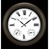 Bulova Vineyard Illuminated Wall Clock C4886 | 22″ Matte Bronze Metal Frame with Backlit Dial | Built-in Thermometer & Hygrometer | Battery Operated | Weatherproof Outdoor Décor
