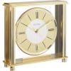 Bulova B1700 Grand Prix Table Clock | Brass MetalFinish | Glass Enclosure with Two-Tone Metal Dial | Quiet Sweep | Elegant Desktop Timepiece for Offices & Collectors