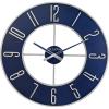 Bulova Blue Steel Oversize Wall Clock |Model C4809, 27″ Diameter | Sleek Silver and Blue Finish | Contemporary Design | Battery Operated