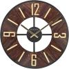 Bulova Boardroom Wall Clock C3394 | 27″ Walnut Veneer Frame with Brass Accents | Quartz Movement | Battery Operated | Mid-Century Modern Gallery Design