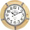 Bulova Le Brasserie Wall Clock C3396 | 27″ Solid Hardwood Frame with Aged Parchment-Style Dial | Quartz Movement | Battery Operated | Vintage-Inspired Oversized Design