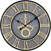 Bulova Timepiece Gear Wall Clock C4347 | 20″ Ash Veneer Frame with Gold Roman Numerals | Quartz Movement | Battery Operated | Industrial-Inspired Design